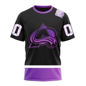 NHL Colorado Avalanche Special Black Hockey Fights Cancer Kits T Shirt 1