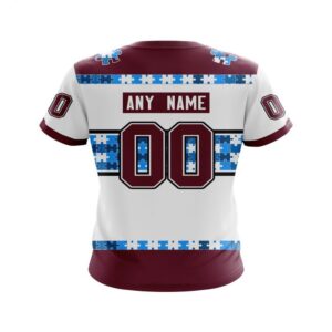 NHL Colorado Avalanche T Shirt Autism Awareness Custom Name And Number 3D T Shirt 2