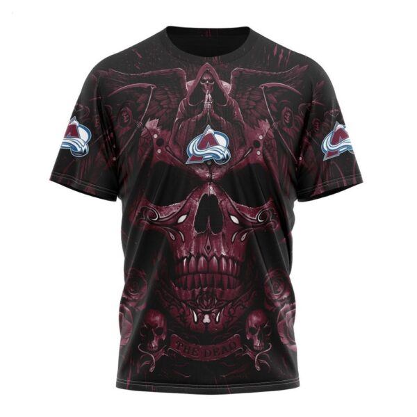 NHL Colorado Avalanche T-Shirt Special Design With Skull Art T-Shirt