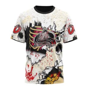 NHL Colorado Avalanche T Shirt Special Zombie Style For Halloween 3D T Shirt 1