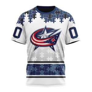 NHL Columbus Blue Jackets 3D T Shirt Special Autism Awareness Design With Home Jersey Style Hoodie 1