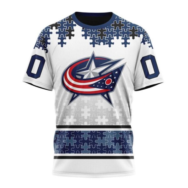 NHL Columbus Blue Jackets 3D T-Shirt Special Autism Awareness Design With Home Jersey Style Hoodie