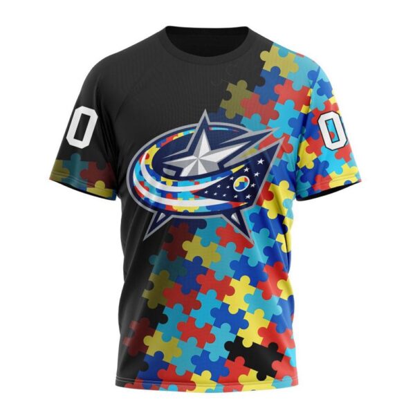 NHL Columbus Blue Jackets 3D T-Shirt Special Black Autism Awareness Design Hoodie