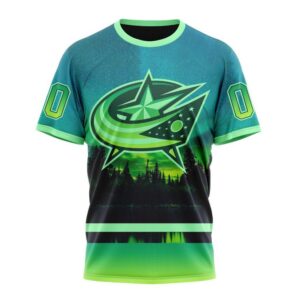 NHL Columbus Blue Jackets 3D T Shirt Special Design With Northern Light Full Printed Hoodie 1