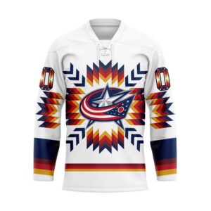 NHL Columbus Blue Jackets Hockey Jersey Special Design With Native Pattern Custom Jersey 1