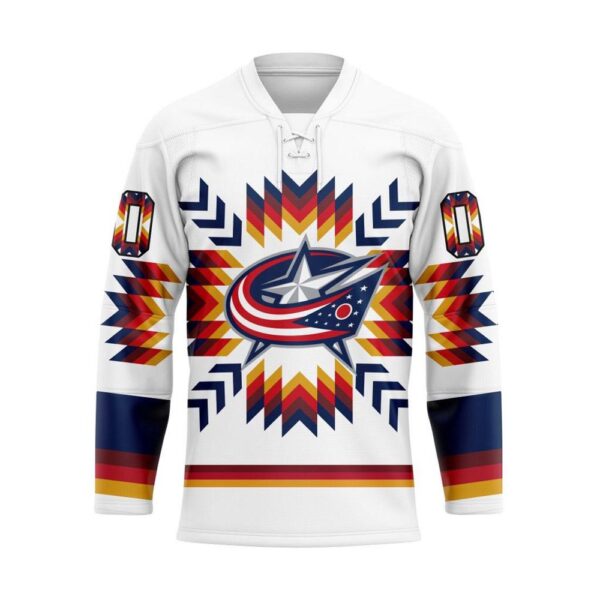 NHL Columbus Blue Jackets Hockey Jersey Special Design With Native Pattern Custom Jersey