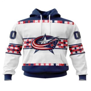 NHL Columbus Blue Jackets Hoodie Autism Awareness 3D Hoodie For Hockey Fans 1