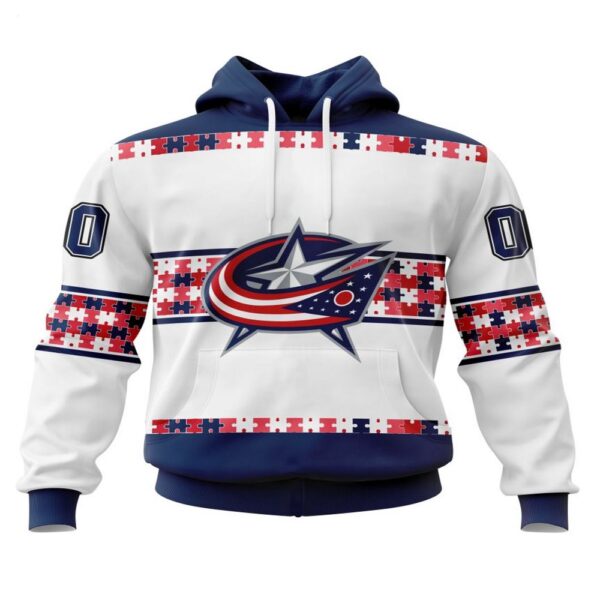 NHL Columbus Blue Jackets Hoodie Autism Awareness 3D Hoodie For Hockey Fans