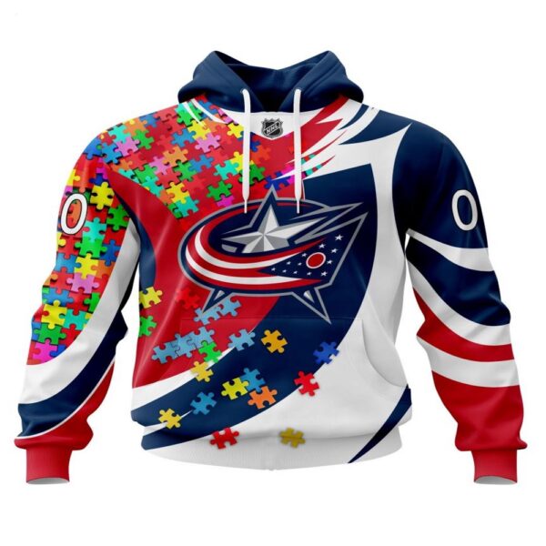 NHL Columbus Blue Jackets Hoodie Autism Awareness 3D Hoodie For Sports Fans