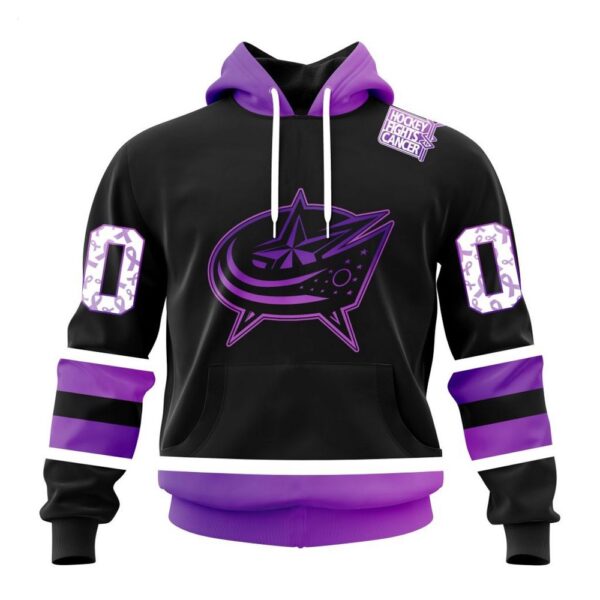 NHL Columbus Blue Jackets Hoodie Special Black Hockey Fights Cancer Kits Hoodie