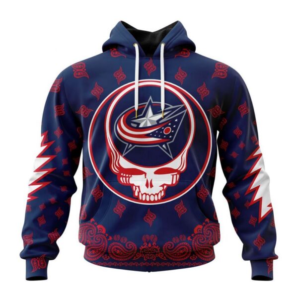 NHL Columbus Blue Jackets Hoodie Special Grateful Dead Design Hoodie