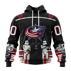 NHL Columbus Blue Jackets Hoodie Special Star Wars Design May The 4th Be With You Hoodie 1