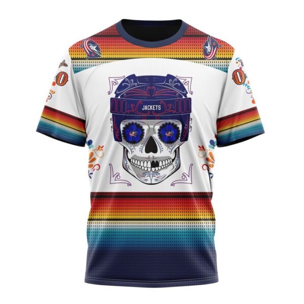 NHL Columbus Blue Jackets Special Design For Dia De Los Muertos T-Shirt