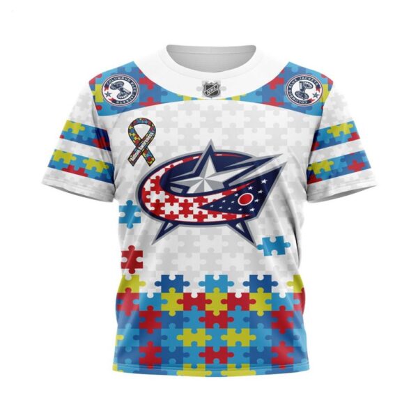 NHL Columbus Blue Jackets T-Shirt Autism Awareness 3D T-Shirt