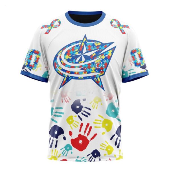 NHL Columbus Blue Jackets T-Shirt Special Autism Awareness Design T-Shirt