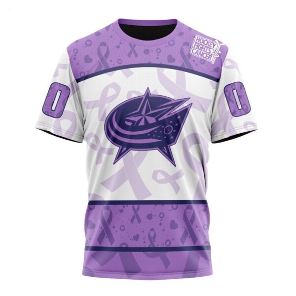 NHL Columbus Blue Jackets T-Shirt Special Lavender – Fight Cancer T-Shirt