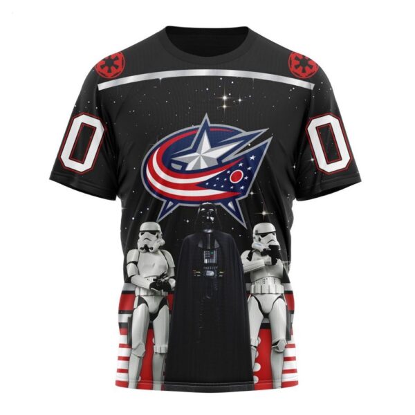 NHL Columbus Blue Jackets T-Shirt Special Star Wars Design May The 4th Be With You 3D T-Shirt