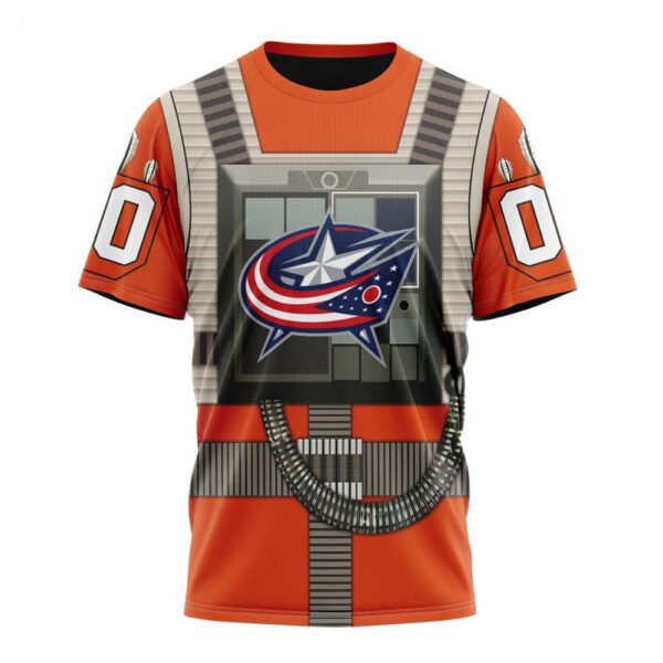 NHL Columbus Blue Jackets T-Shirt Star Wars Rebel Pilot Design T-Shirt