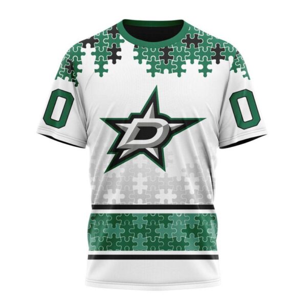 NHL Dallas Stars 3D T-Shirt Special Autism Awareness Design With Home Jersey Style Hoodie