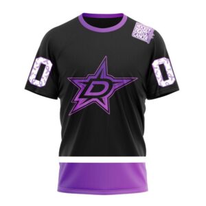 NHL Dallas Stars Special Black Hockey Fights Cancer Kits T Shirt 1