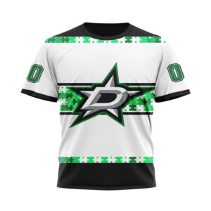 NHL Dallas Stars T Shirt Autism Awareness Custom Name And Number 3D T Shirt 1