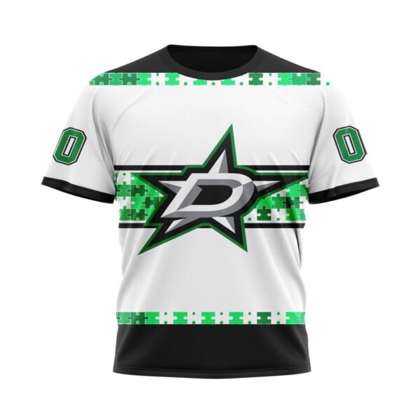 NHL Dallas Stars T-Shirt Autism Awareness Custom Name And Number 3D T-Shirt