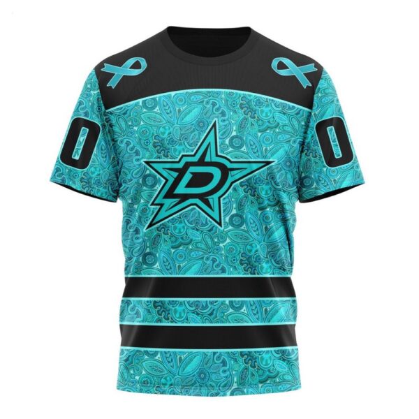 NHL Dallas Stars T-Shirt Special Design Fight Ovarian Cancer 3D T-Shirt