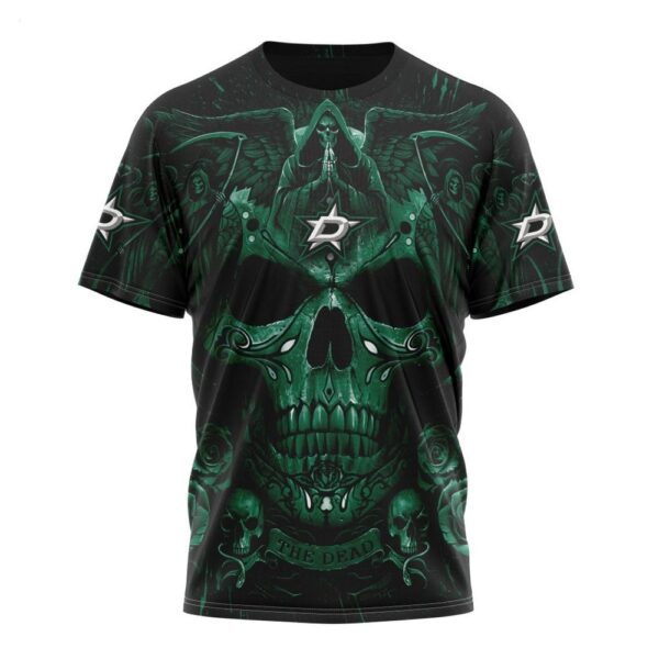 NHL Dallas Stars T-Shirt Special Design With Skull Art T-Shirt