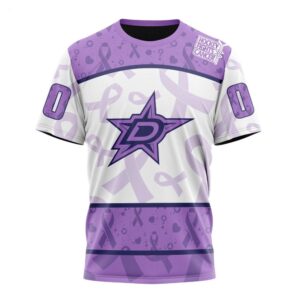 NHL Dallas Stars T Shirt Special Lavender Fight Cancer T Shirt 1 1