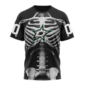 NHL Dallas Stars T Shirt Special Skeleton Costume For Halloween 3D T Shirt 1