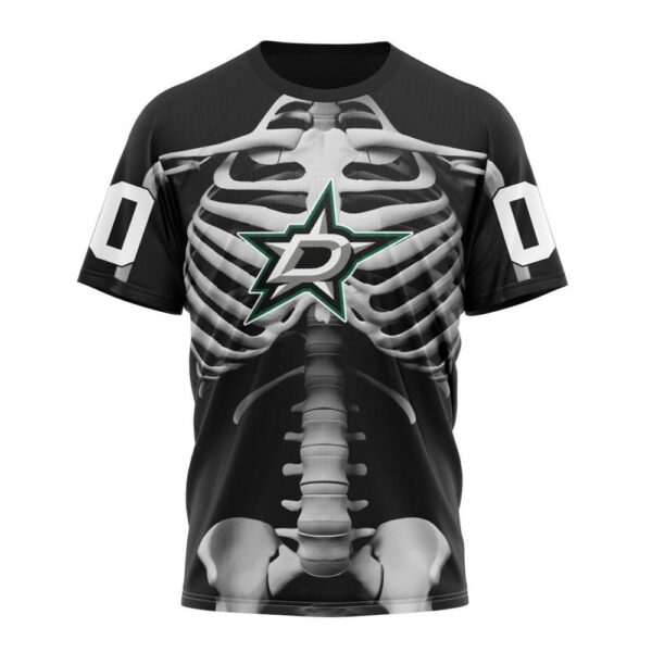 NHL Dallas Stars T-Shirt Special Skeleton Costume For Halloween 3D T-Shirt