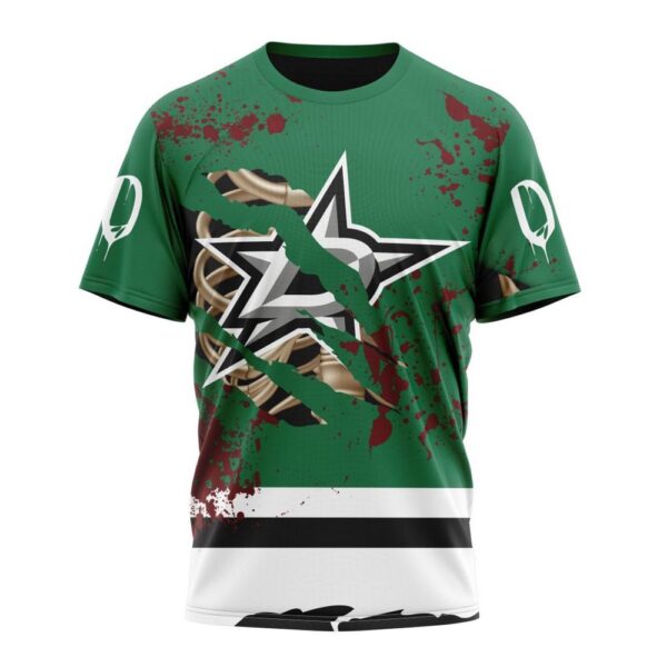 NHL Dallas Stars T-Shirt Specialized Design Jersey With Your Ribs For Halloween 3D T-Shirt