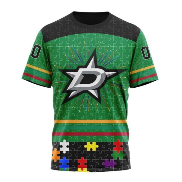 NHL Dallas Stars T-Shirt Specialized Design With Fearless Aganst Autism Concept T-Shirt