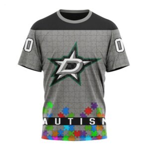 NHL Dallas Stars T Shirt Specialized Unisex Kits Hockey Fights Against Autism T Shirt 1