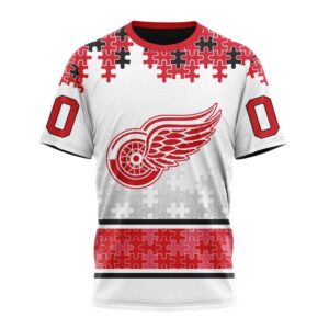 NHL Detroit Red Wings 3D T Shirt Special Autism Awareness Design With Home Jersey Style Hoodie 1