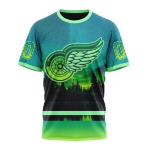 NHL Detroit Red Wings 3D T Shirt Special Design With Northern Light Full Printed Hoodie 1