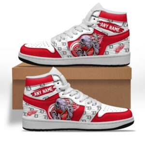NHL Detroit Red Wings Air Jordan 1 Shoes Special Team Mascot Design Hightop Sneakers