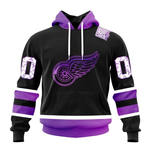 NHL Detroit Red Wings Hoodie Special Black Hockey Fights Cancer Kits Hoodie