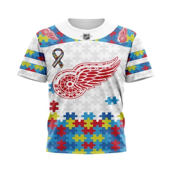 NHL Detroit Red Wings T-Shirt Autism Awareness 3D T-Shirt