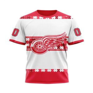 NHL Detroit Red Wings T Shirt Autism Awareness Custom Name And Number 3D T Shirt 1