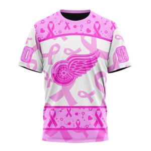 NHL Detroit Red Wings T Shirt Special Pink October Breast Cancer Awareness Month 3D T Shirt 1