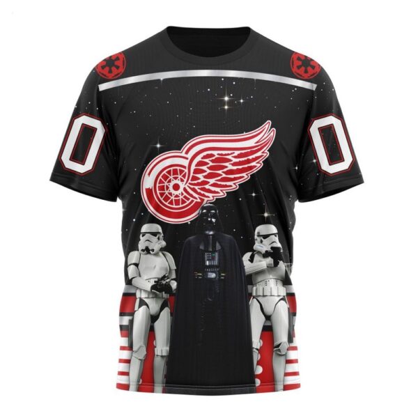 NHL Detroit Red Wings T-Shirt Special Star Wars Design May The 4th Be With You 3D T-Shirt