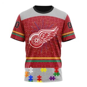 NHL Detroit Red Wings T Shirt Specialized Design With Fearless Aganst Autism Concept T Shirt 1