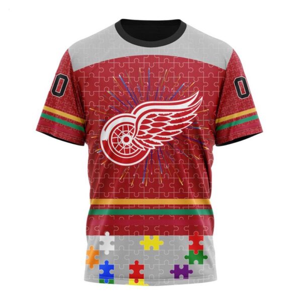 NHL Detroit Red Wings T-Shirt Specialized Design With Fearless Aganst Autism Concept T-Shirt