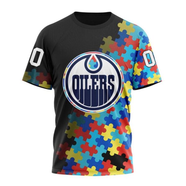 NHL Edmonton Oilers 3D T-Shirt Special Black Autism Awareness Design Hoodie