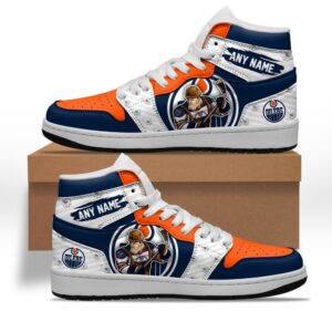 NHL Edmonton Oilers Air Jordan 1 Shoes Special Team Mascot Design Hightop Sneakers