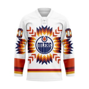 NHL Edmonton Oilers Hockey Jersey Special Design With Native Pattern Custom Jersey 1