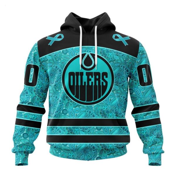 NHL Edmonton Oilers Hoodie Special Design Fight Ovarian Cancer Hoodie