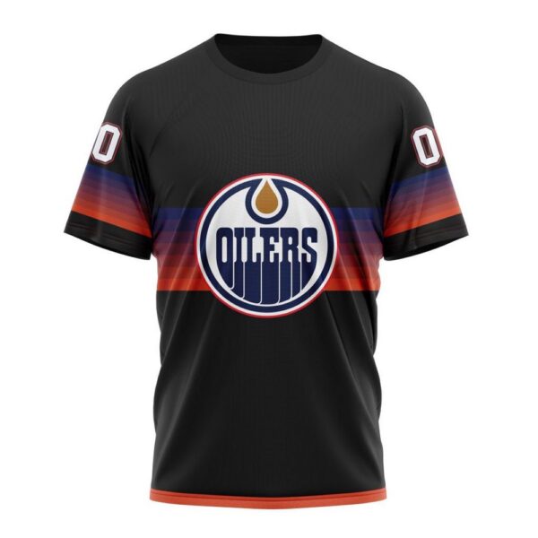 NHL Edmonton Oilers Special Black And Gradient Design T-Shirt