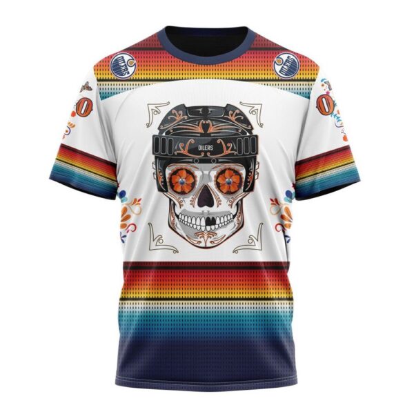 NHL Edmonton Oilers Special Design For Dia De Los Muertos T-Shirt